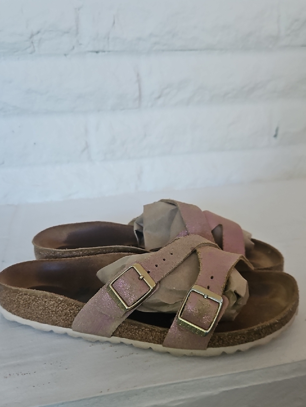 Birkenstock Suede Cross-Strap Sandals – Pink